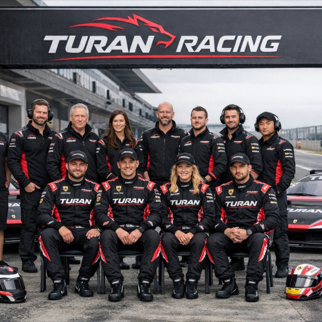 Turan Racing team group photo at the track